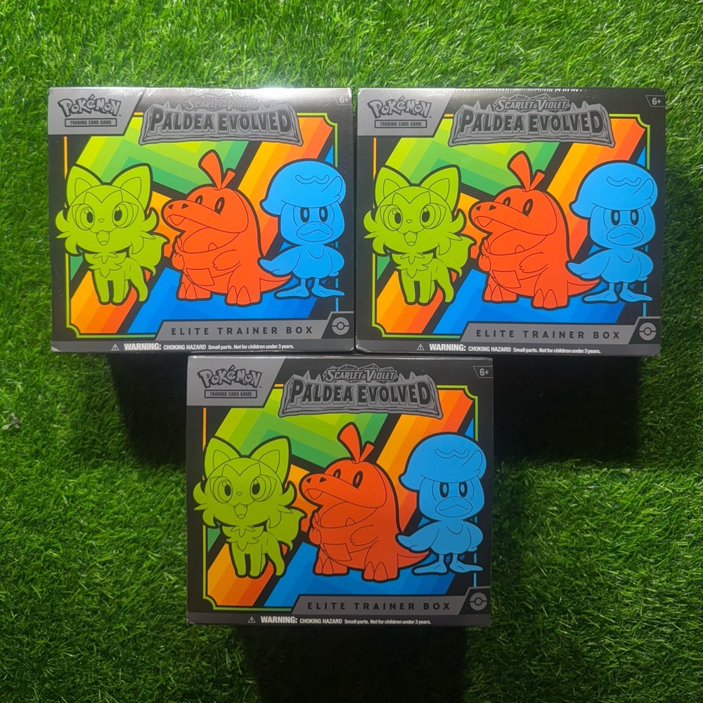 3x 2023 Pokemon Scarlet & Violet ‘Paldea Evolved Elite Trainer Box’